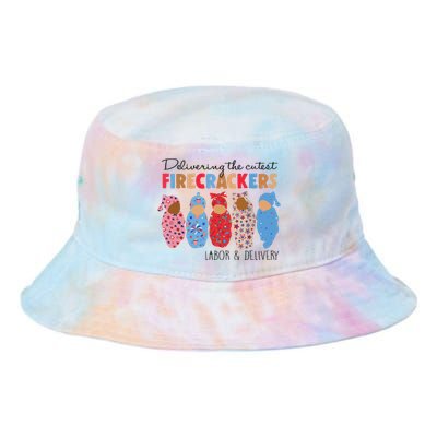 Delivering Cutest Firecrackers Labor Delivery Tie Dye Newport Bucket Hat