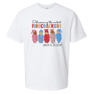 Delivering Cutest Firecrackers Labor Delivery Sueded Cloud Jersey T-Shirt