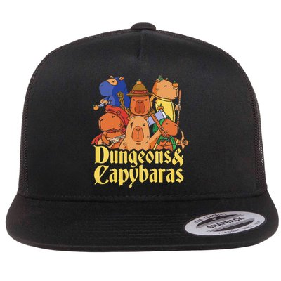 Dungeons & Capybaras Funny Capybara Lover  Flat Bill Trucker Hat