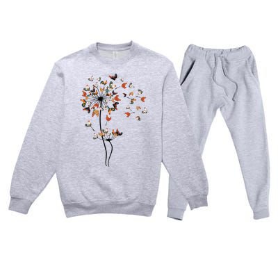 Dandelion Chicken Flower Premium Crewneck Sweatsuit Set