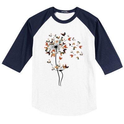 Dandelion Chicken Flower Baseball Sleeve Shirt