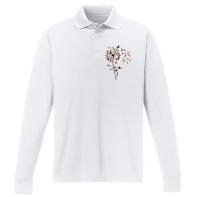 Dandelion Chicken Flower Performance Long Sleeve Polo