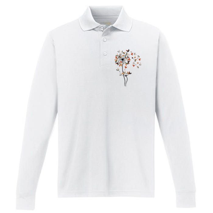 Dandelion Chicken Flower Performance Long Sleeve Polo