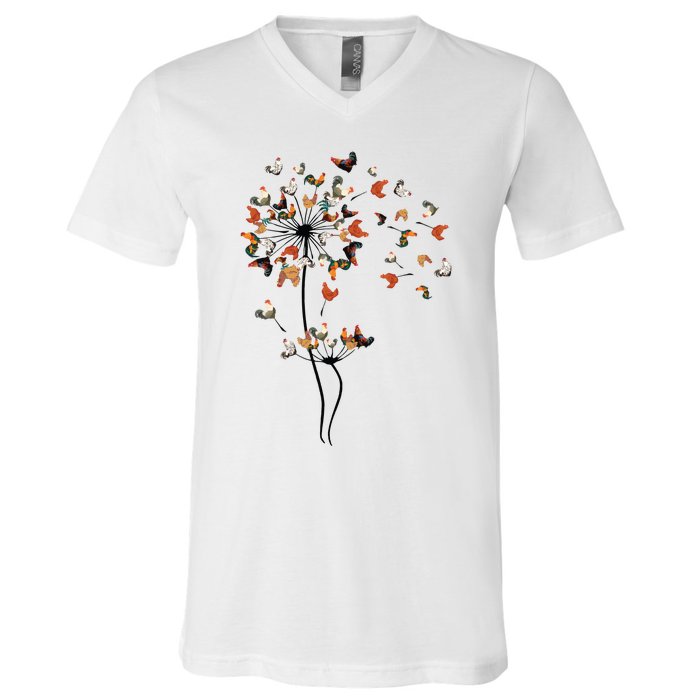 Dandelion Chicken Flower V-Neck T-Shirt