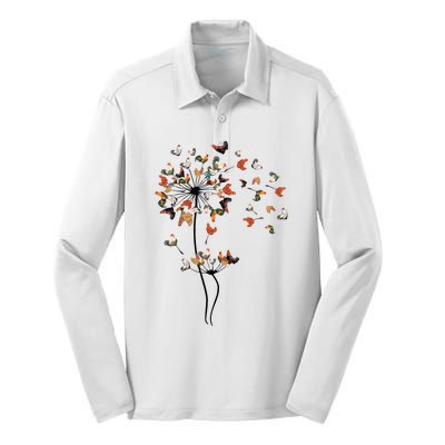 Dandelion Chicken Flower Silk Touch Performance Long Sleeve Polo