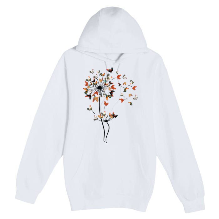 Dandelion Chicken Flower Premium Pullover Hoodie