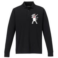 Dabbing Cat Funny Dab Gift Cat Performance Long Sleeve Polo