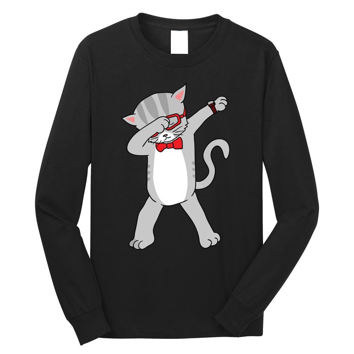 Dabbing Cat Funny Dab Gift Cat Long Sleeve Shirt