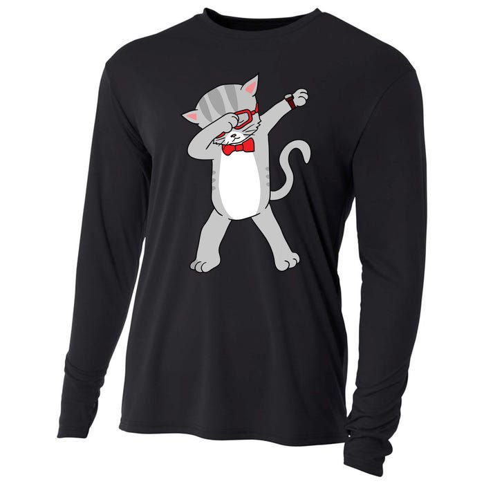 Dabbing Cat Funny Dab Gift Cat Cooling Performance Long Sleeve Crew