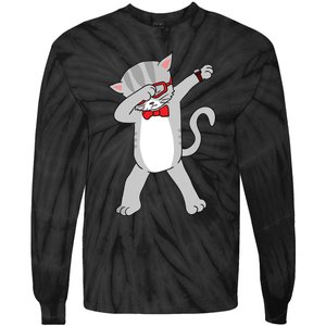 Dabbing Cat Funny Dab Gift Cat Tie-Dye Long Sleeve Shirt