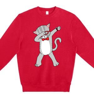 Dabbing Cat Funny Dab Gift Cat Premium Crewneck Sweatshirt