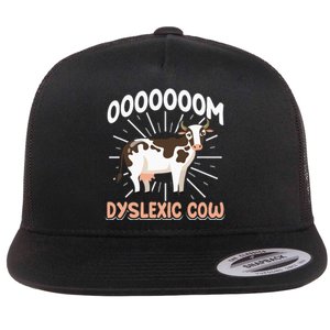 Dyslexic Cow Funny Dyslexia Flat Bill Trucker Hat