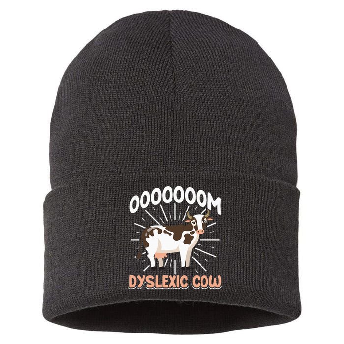 Dyslexic Cow Funny Dyslexia Sustainable Knit Beanie