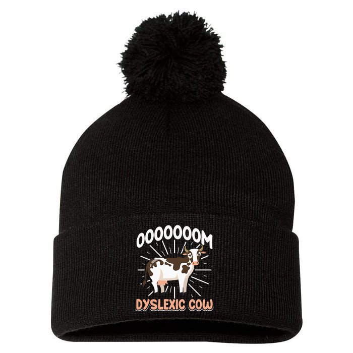 Dyslexic Cow Funny Dyslexia Pom Pom 12in Knit Beanie