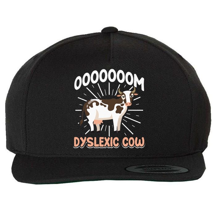 Dyslexic Cow Funny Dyslexia Wool Snapback Cap