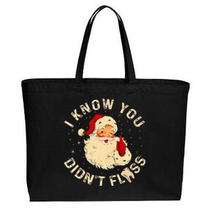 Dental Christmas Funny Santa Saying I Know You DidnT Floss Cotton Canvas Jumbo Tote