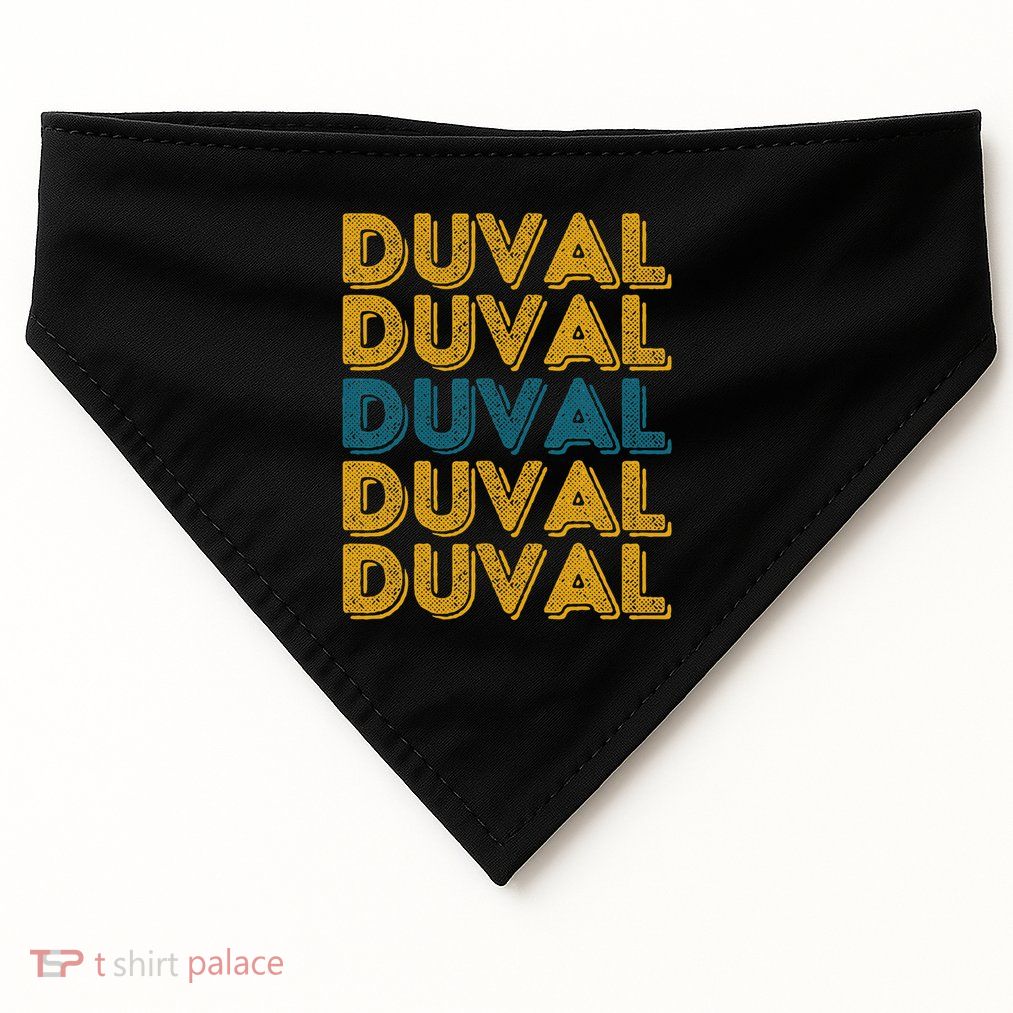 Duval County Florida Retro Duval Teal And Gold USA-Made Doggie Bandana