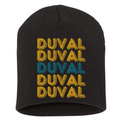 Duval County Florida Retro Duval Teal And Gold Short Acrylic Beanie