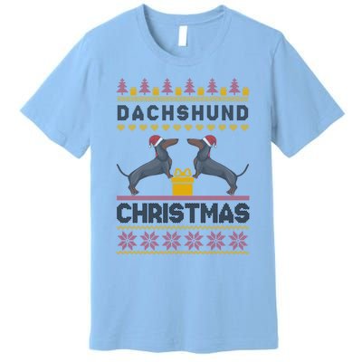 Dachshund Christmas Funny Wiener Dog Doxie Xmas Ugly Sweater Cute Gift Premium T-Shirt