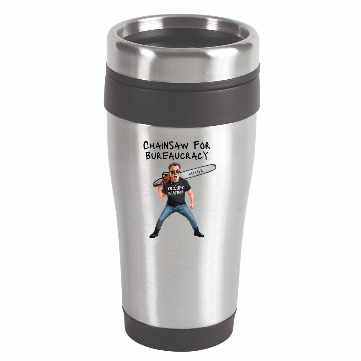 D.O.G.E. Chainsaw For Bureaucracy Meme Political Humor 16oz Travel Tumbler