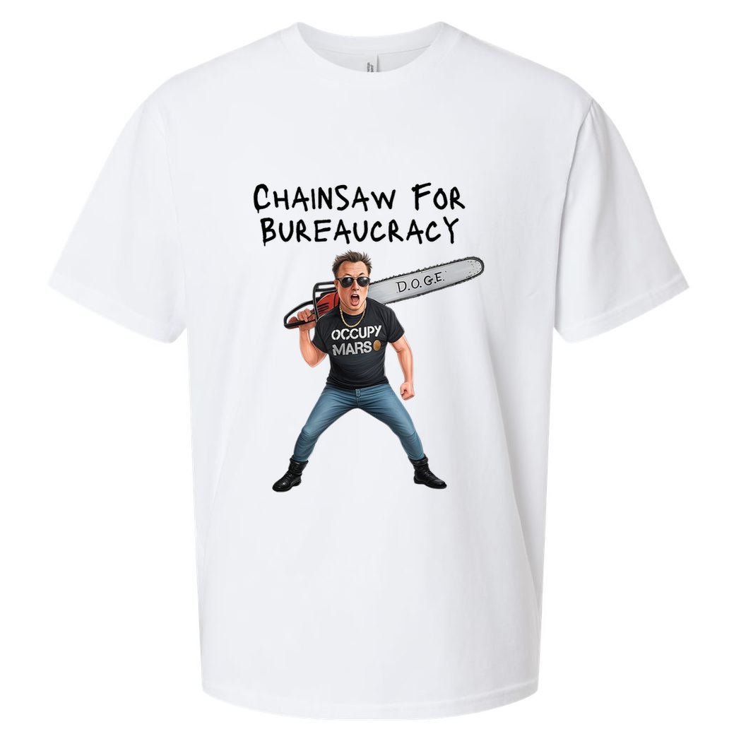 D.O.G.E. Chainsaw For Bureaucracy Meme Political Humor Sueded Cloud Jersey T-Shirt