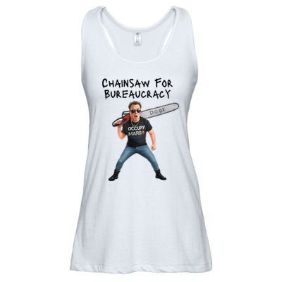 D.O.G.E. Chainsaw For Bureaucracy Meme Political Humor Ladies Essential Flowy Tank