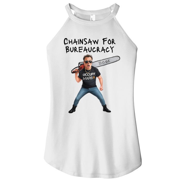 D.O.G.E. Chainsaw For Bureaucracy Meme Political Humor Women's Perfect Tri Rocker Tank