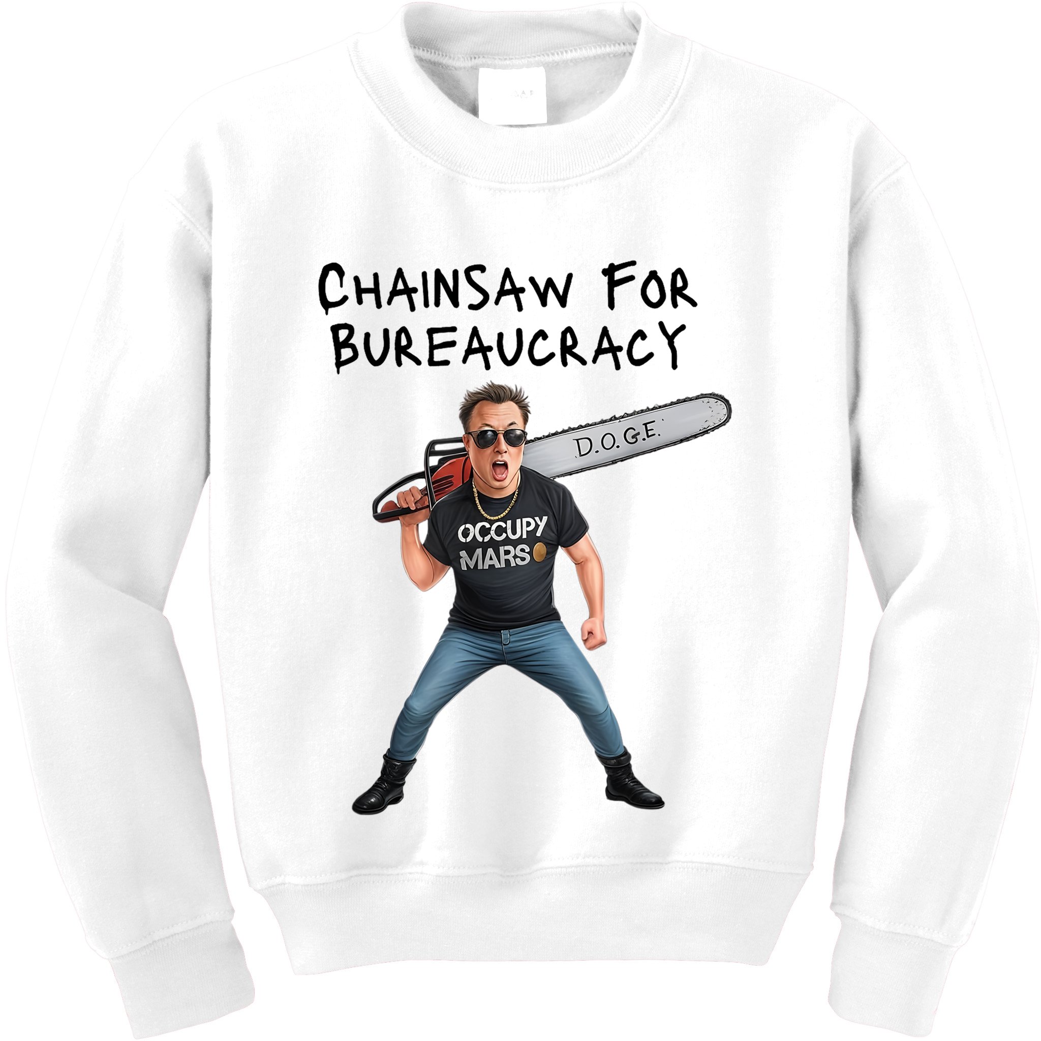 D.O.G.E. Chainsaw For Bureaucracy Meme Political Humor Kids Sweatshirt