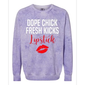 Dope Chick Fresh Kicks Lipstick Funny Saying Colorblast Crewneck Sweatshirt