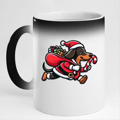 Dachshund Christmas Funny Dog Santa Claus Gift 11oz Black Color Changing Mug