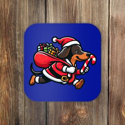 Dachshund Christmas Funny Dog Santa Claus Gift Coaster