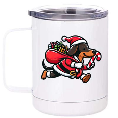 Dachshund Christmas Funny Dog Santa Claus Gift 12 oz Stainless Steel Tumbler Cup