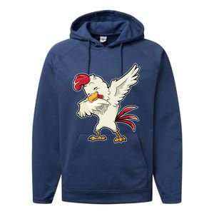 Dabbing Chicken Farmer Farm Dab Funny Farming Performance Fleece Hoodie