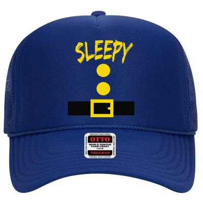 Dwarf Costume Funny Halloween Gift Idea Sleepy High Crown Mesh Back Trucker Hat