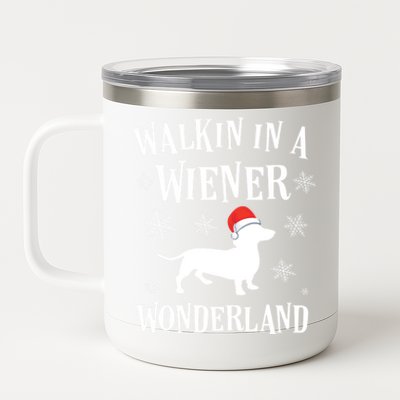 Dachshund Christmas Funny Doxie Wiener Wonderland Holiday Cool Gift 12 oz Stainless Steel Tumbler Cup