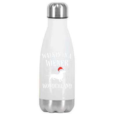 Dachshund Christmas Funny Doxie Wiener Wonderland Holiday Cool Gift Stainless Steel Insulated Water Bottle