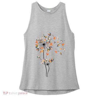 Dandelion Chicken Flower Shirts Floral Chicken Tree Lover Ladies PosiCharge Tri-Blend Wicking Tank