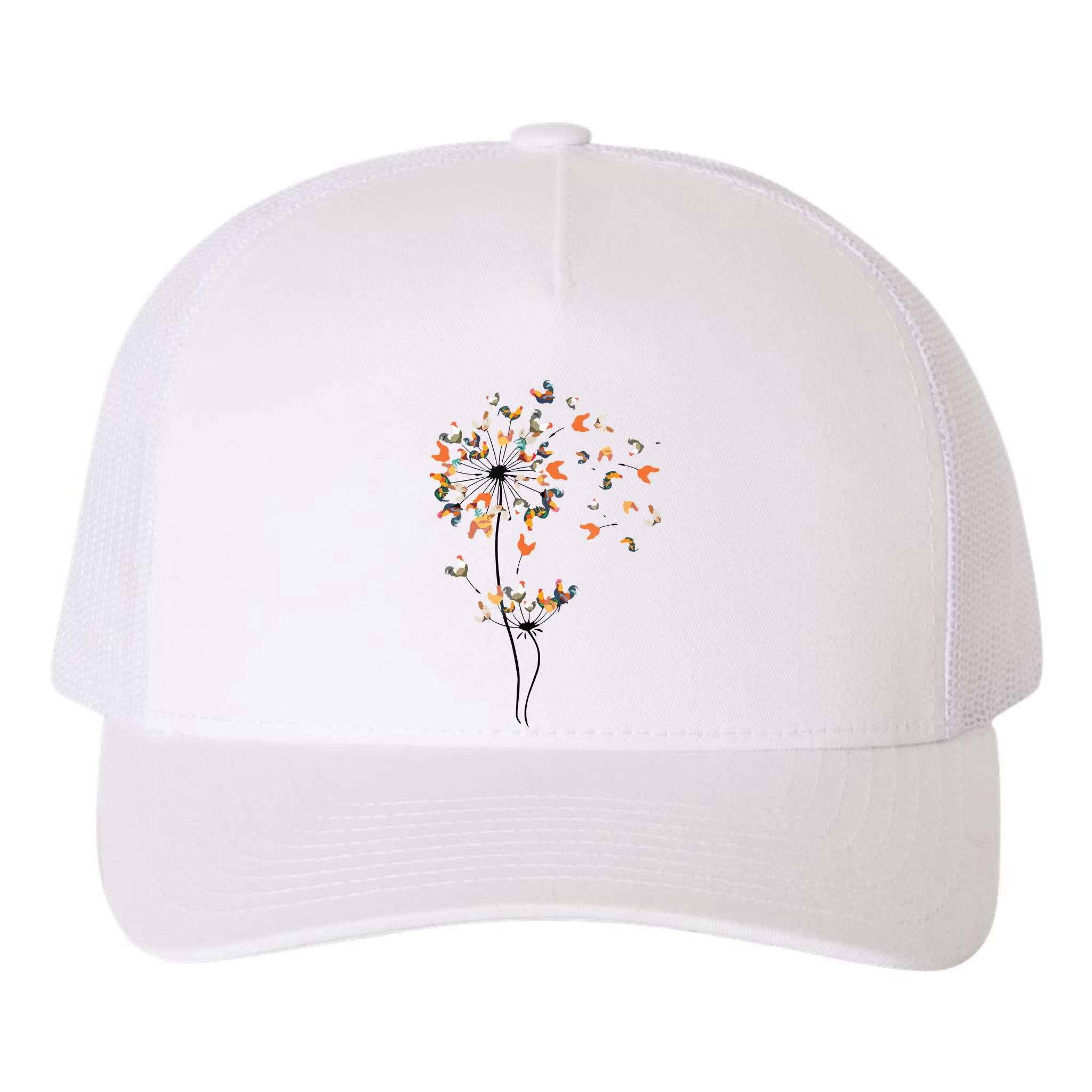 Dandelion Chicken Flower Shirts Floral Chicken Tree Lover Yupoong Adult 5-Panel Trucker Hat
