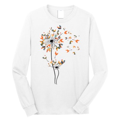 Dandelion Chicken Flower Shirts Floral Chicken Tree Lover Long Sleeve Shirt