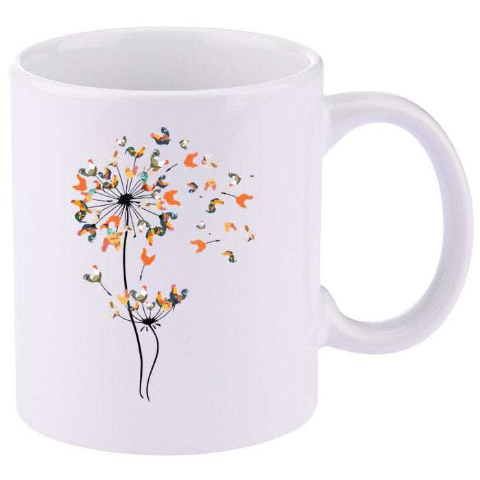 Dandelion Chicken Flower Shirts Floral Chicken Tree Lover 11oz C Handle Ceramic Mug