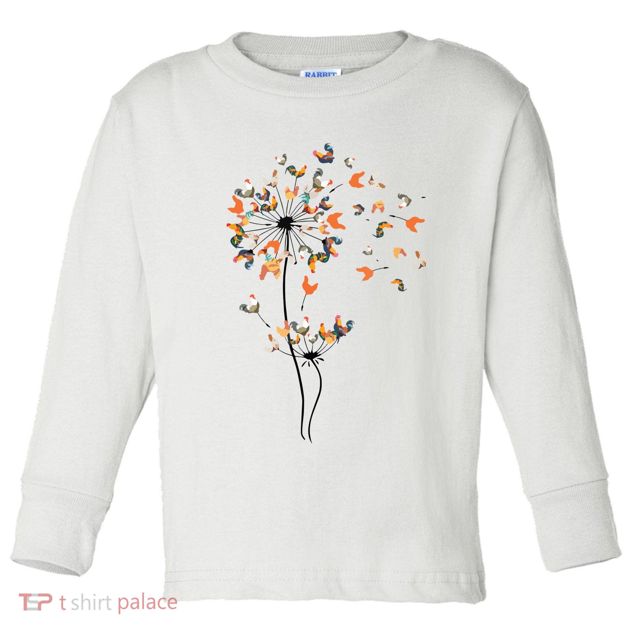 Dandelion Chicken Flower Shirts Floral Chicken Tree Lover Toddler Long Sleeve Shirt