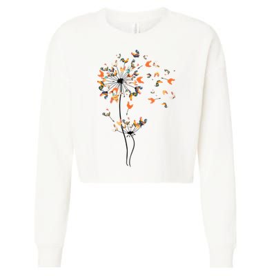 Dandelion Chicken Flower Shirts Floral Chicken Tree Lover Cropped Pullover Crew