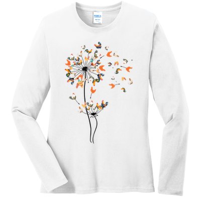 Dandelion Chicken Flower Shirts Floral Chicken Tree Lover Ladies Long Sleeve Shirt