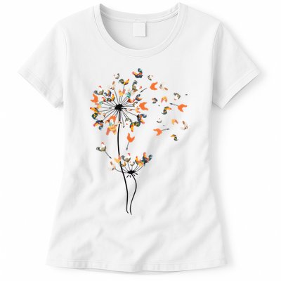 Dandelion Chicken Flower Shirts Floral Chicken Tree Lover Womens T-Shirt