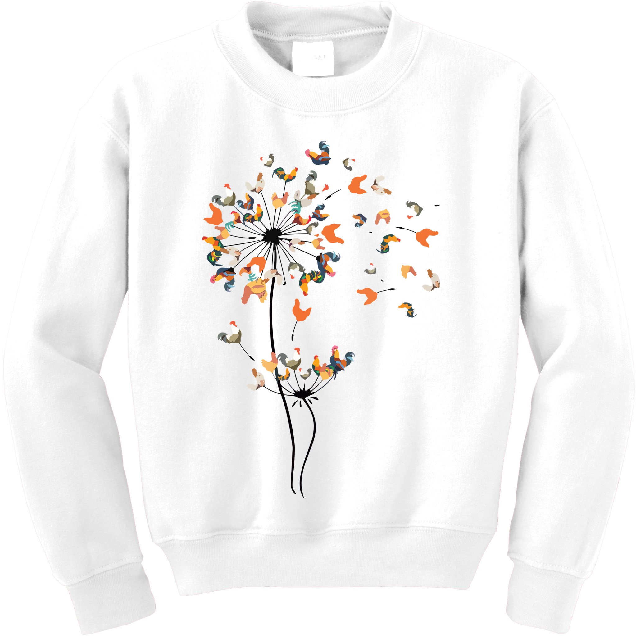Dandelion Chicken Flower Shirts Floral Chicken Tree Lover Kids Sweatshirt