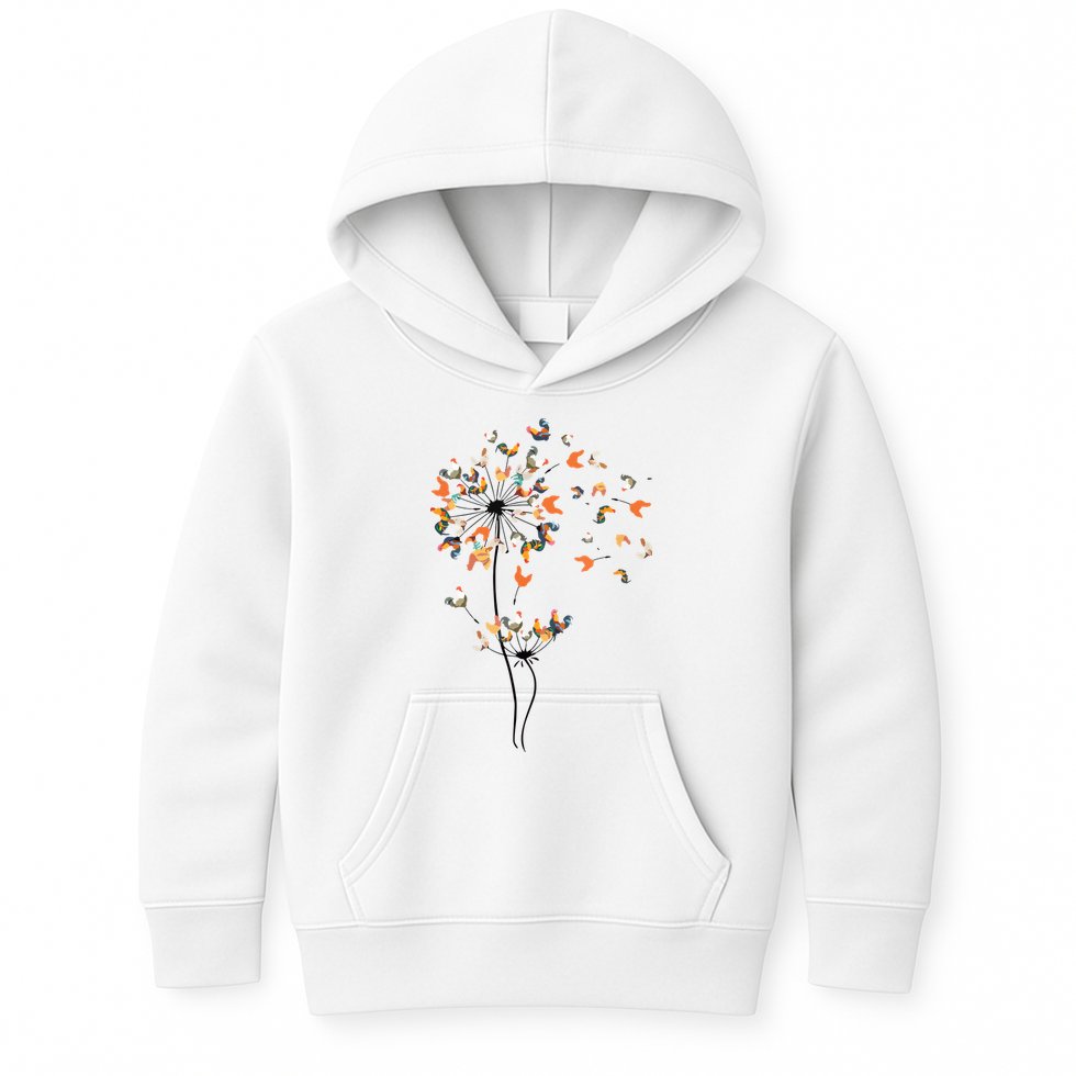 Dandelion Chicken Flower Shirts Floral Chicken Tree Lover Kids Hoodie