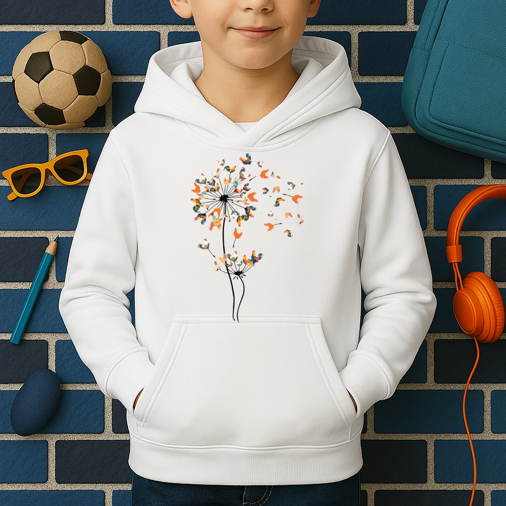 Dandelion Chicken Flower Shirts Floral Chicken Tree Lover Kids Hoodie