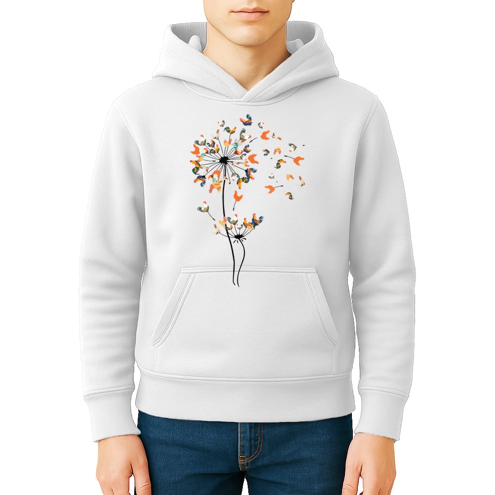 Dandelion Chicken Flower Shirts Floral Chicken Tree Lover Kids Hoodie