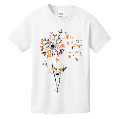 Dandelion Chicken Flower Shirts Floral Chicken Tree Lover Kids T-Shirt