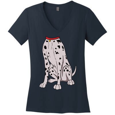 Dalmatian Costume For Halloween Dog Animal Cosplay Women's V-Neck T-Shirt